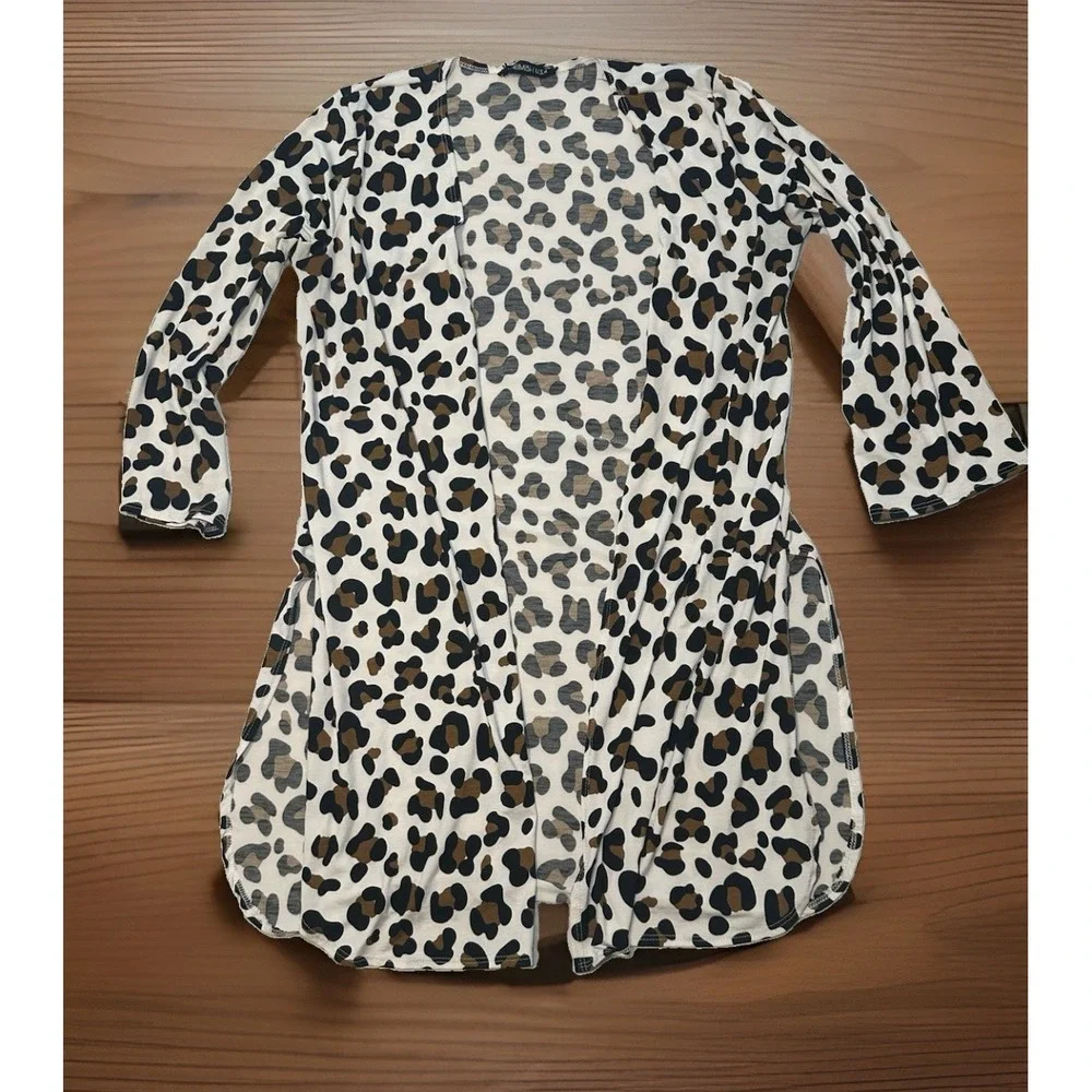 Heimish USA Leopard Print Open Front Cardigan Cheetah Boho Women's Medium Flowy - Picture 1 of 7